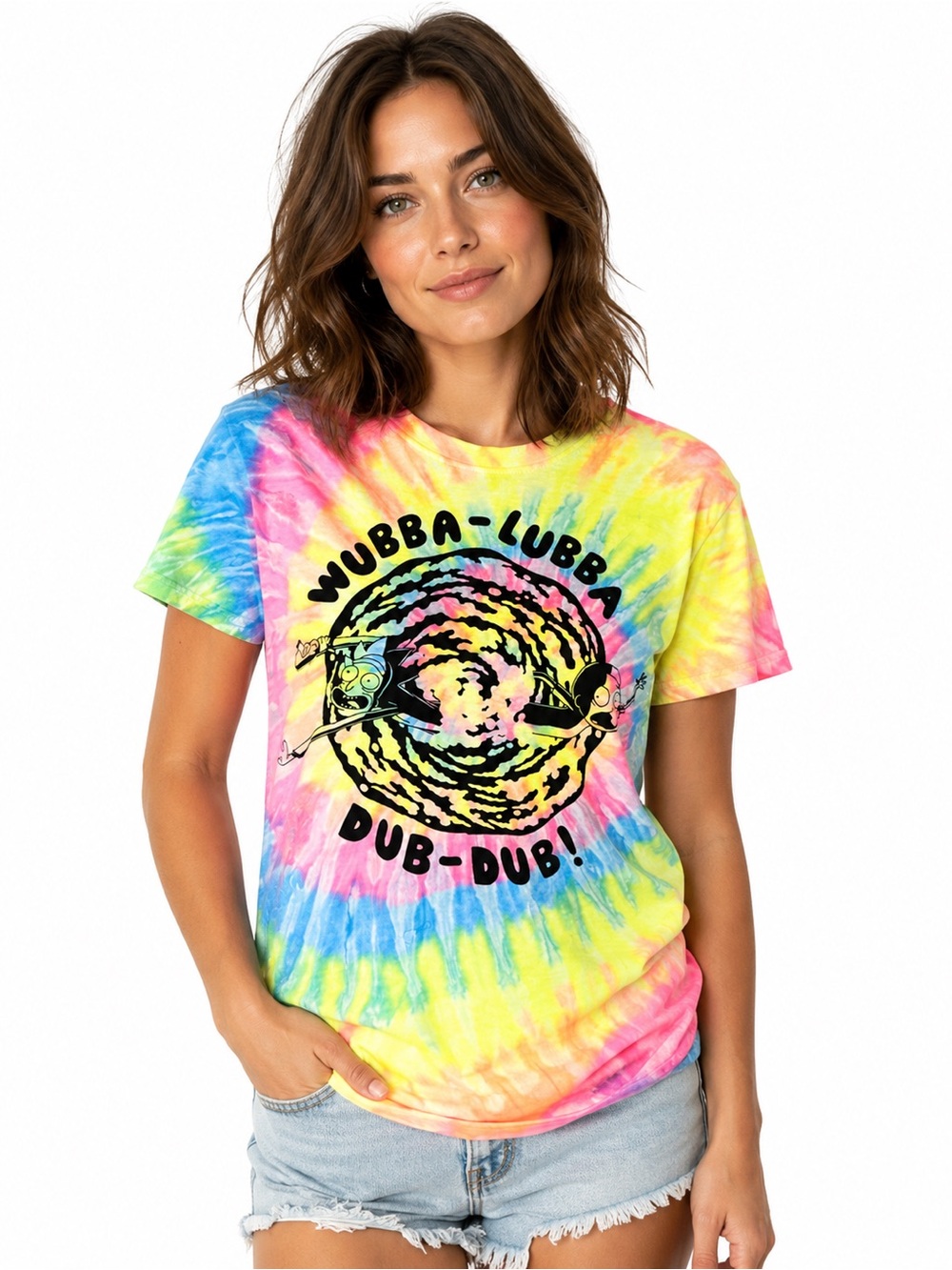 Rick and Morty Wubba Lubba Dub Dub Tie Dye Graphic T Shirt Adult Swim Large